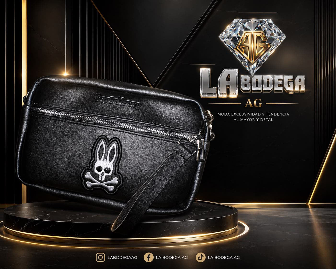 Bolso Bandolera Negro Conejo